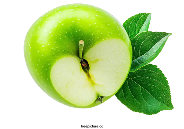 [Transparent Background PNG]Close up of a Green Apple Sliced in Half