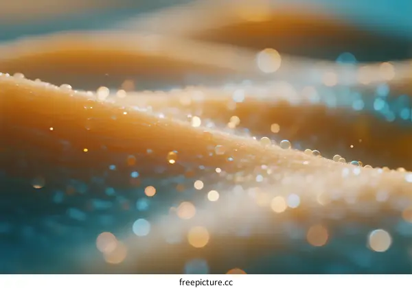 Macro Close-up of Glistening Liquid Surface with Sparkling Particles
