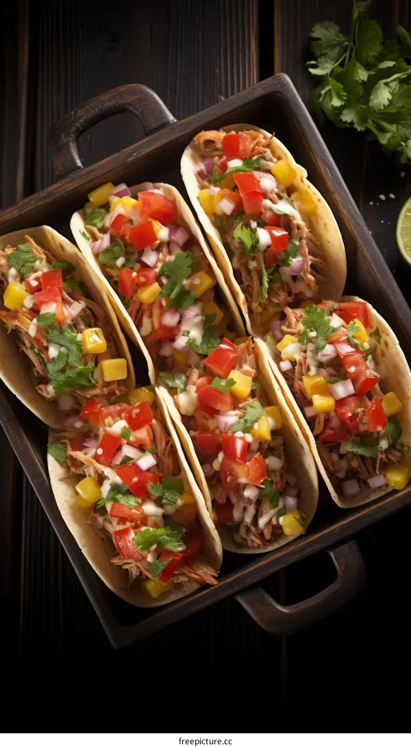 Delicious Pork Tacos with Salsa and Guacamole