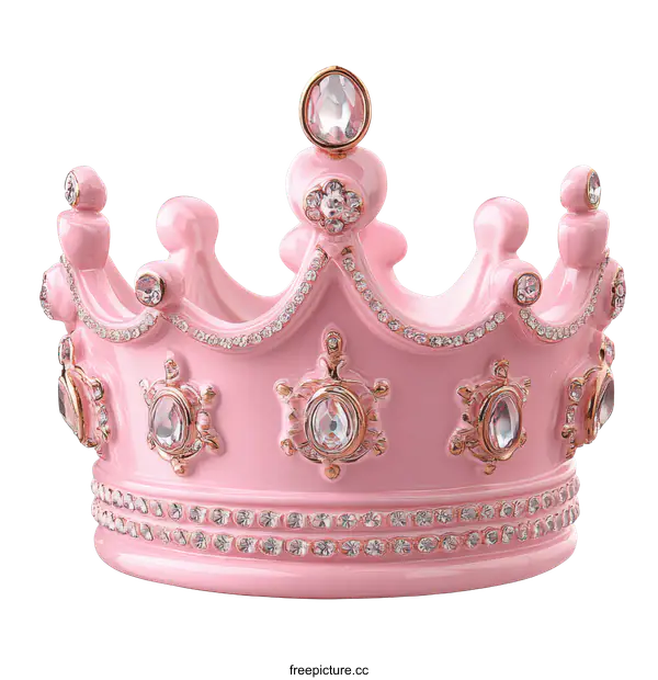 [Transparent Background PNG]Pink Crown Decorated with Crystals
