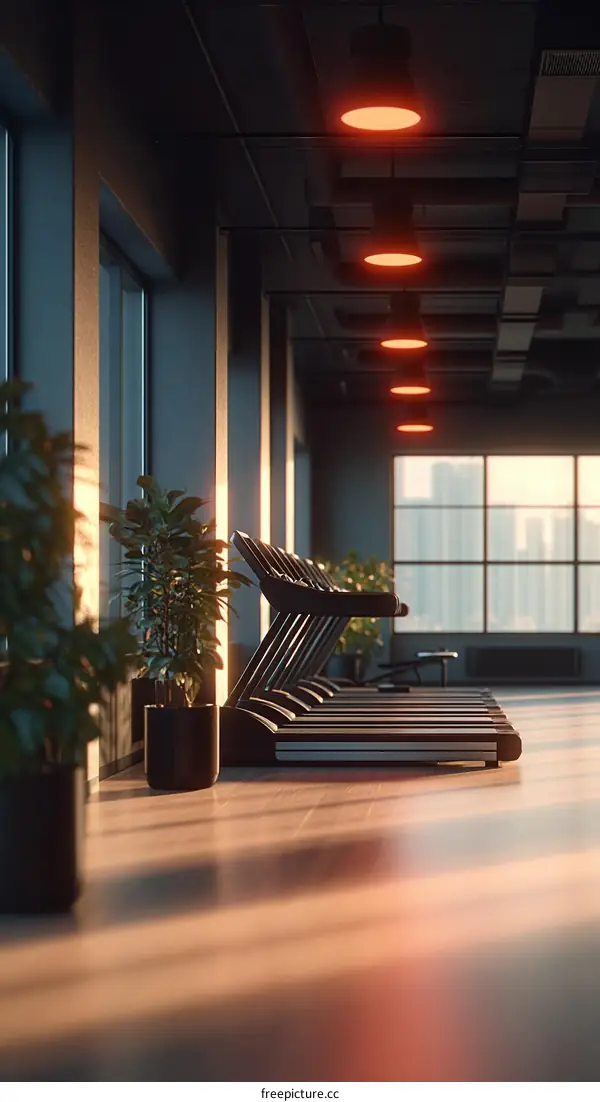 Modern Fitness Center Interior Design Illustration