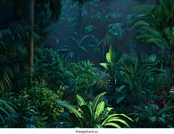 Dense Tropical Rainforest with Lush Greenery