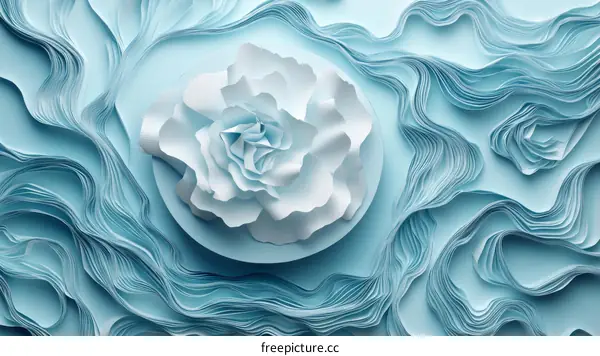 Abstract Paper Flower Design in Light Blue