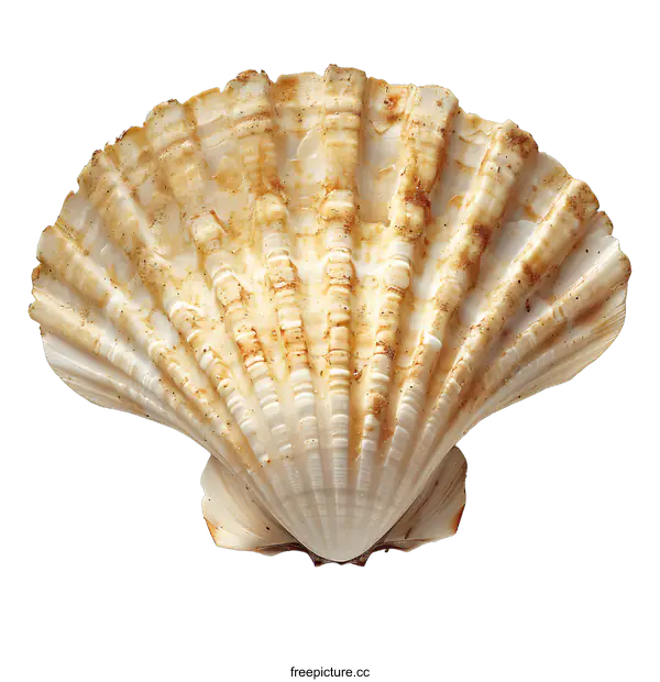 [Transparent Background PNG]A studio shot of a single scallop shell against a white background