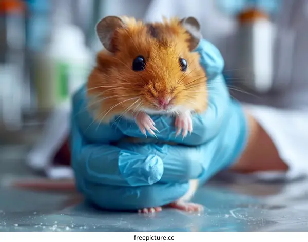 Hamster Being Held in Lab