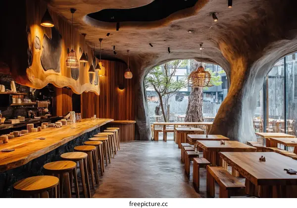 Rustic Wooden Restaurant Interior Design