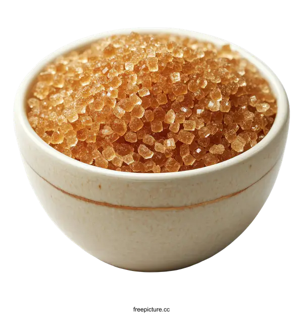 [Transparent Background PNG]Brown Sugar Crystals in a Bowl