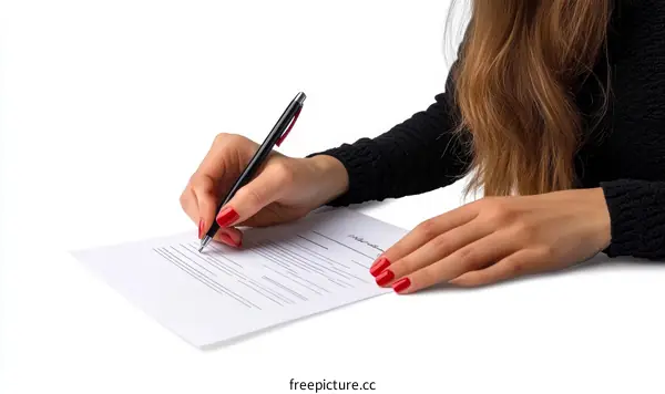 Woman Signing a Document