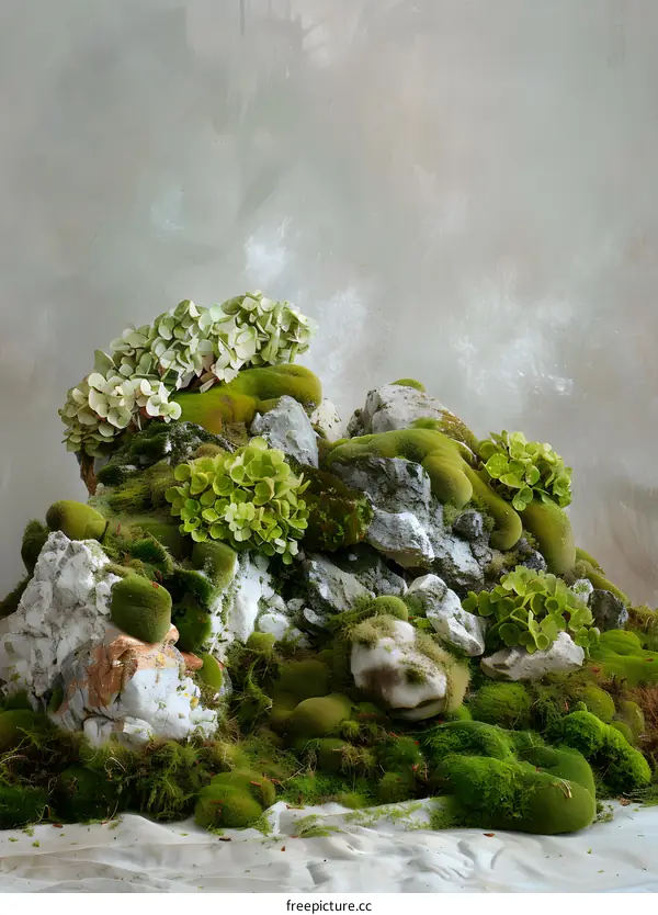 Green Moss Rocks Arrangement Photography