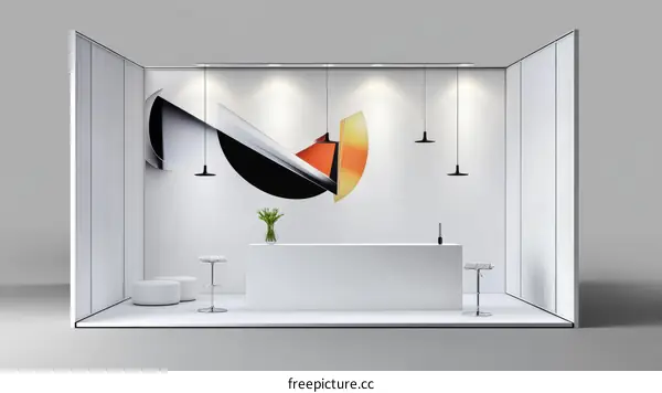 Modern Exhibition Booth Design with Abstract Art