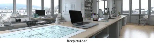 Modern Office Interior Design with Architectural Plans