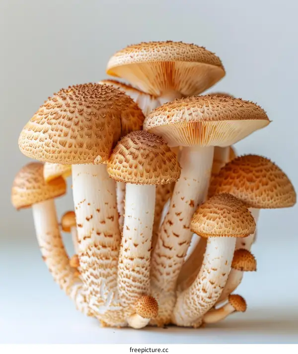 group of brown mushrooms with white stems