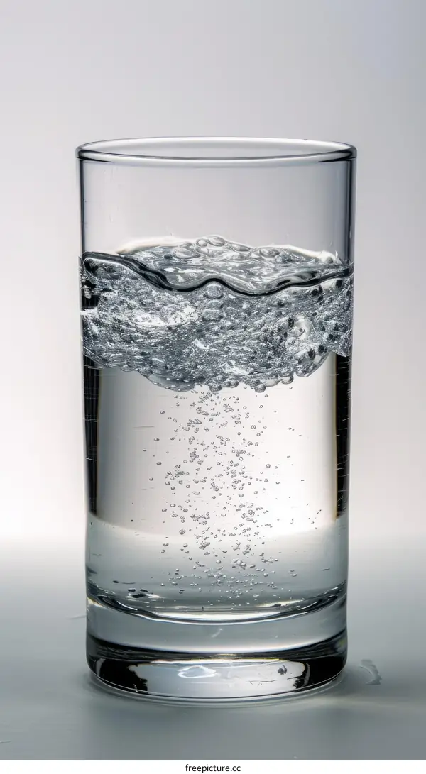 Transparent glass filled with sparkling water