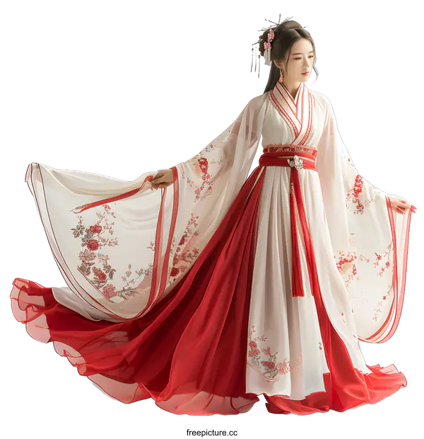 [Transparent Background PNG]Woman in flowing traditional Chinese dress