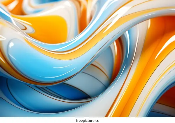Colorful 3D rendering of intertwined glossy tubes