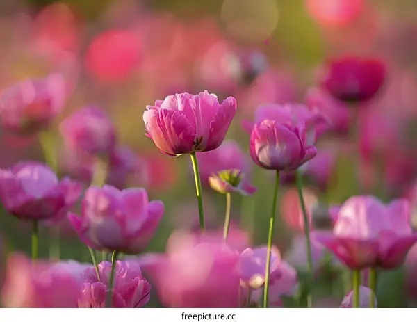 Pink Flowers Field Nature Beauty