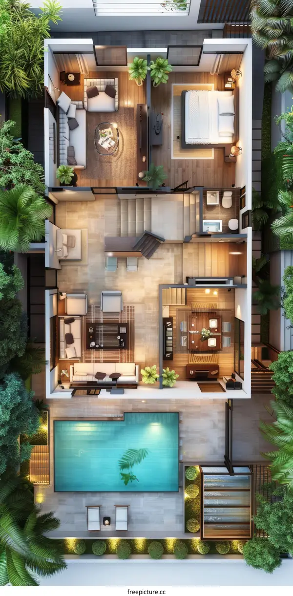 Top view of a luxury house