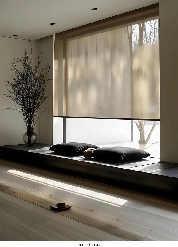 Minimalist Interior Design with Window Seat and Natural Light