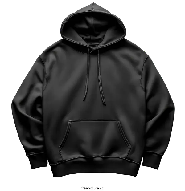 [Transparent Background PNG]Blank Black Hoodie Mockup