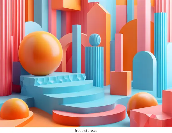 3d rendering geometric shapes composition