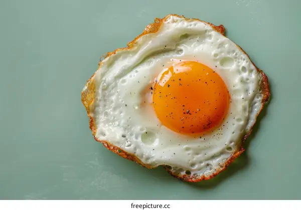 Fried egg on a green plate