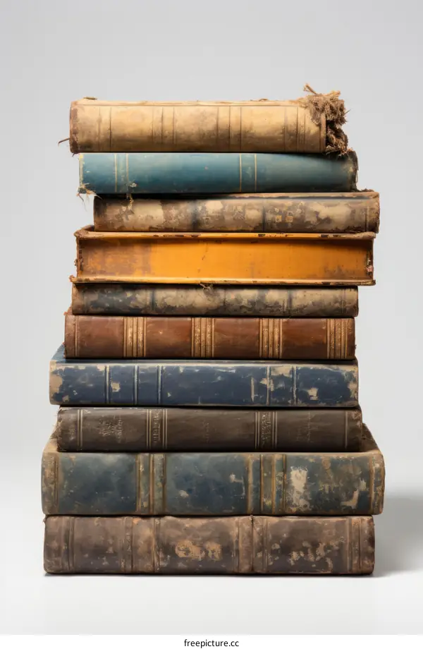 Stack of old dusty books