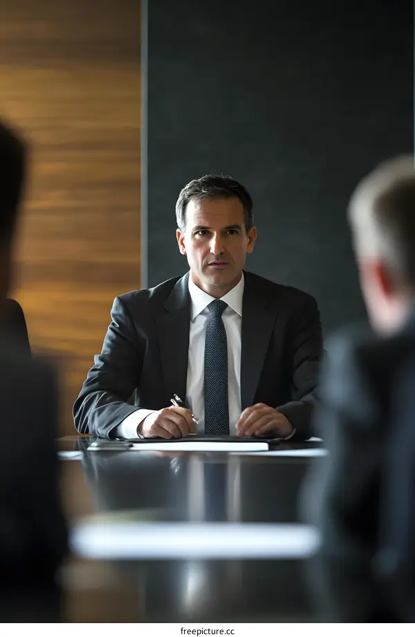 Businessman Sitting At A Meeting Table