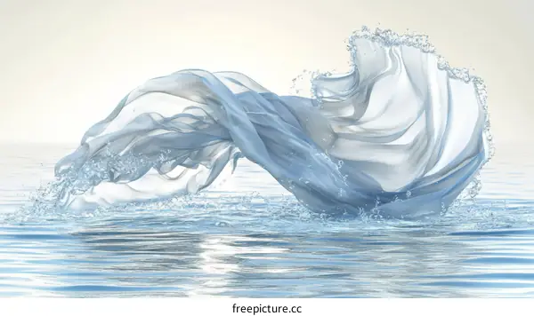 Light Blue Fabric Draped in Water Splash