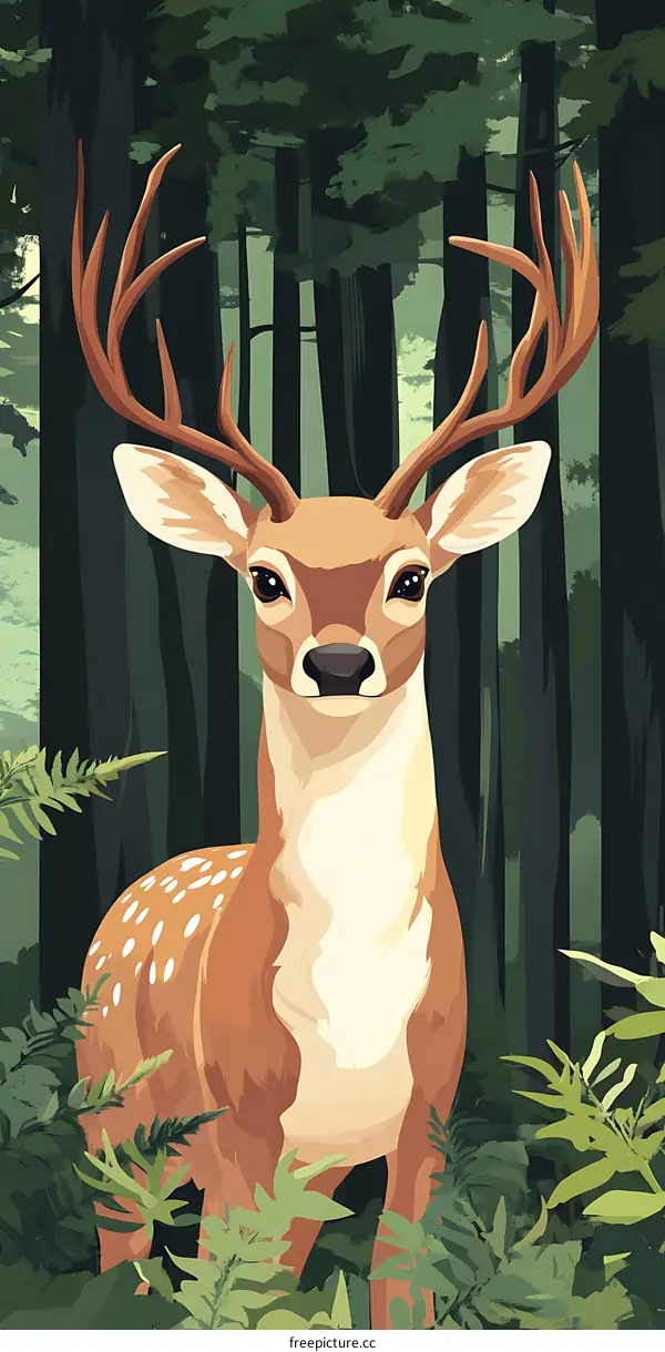 Deer in the Forest Illustration