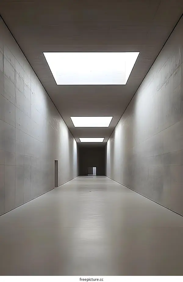 Concrete Corridor With Skylights Architecture