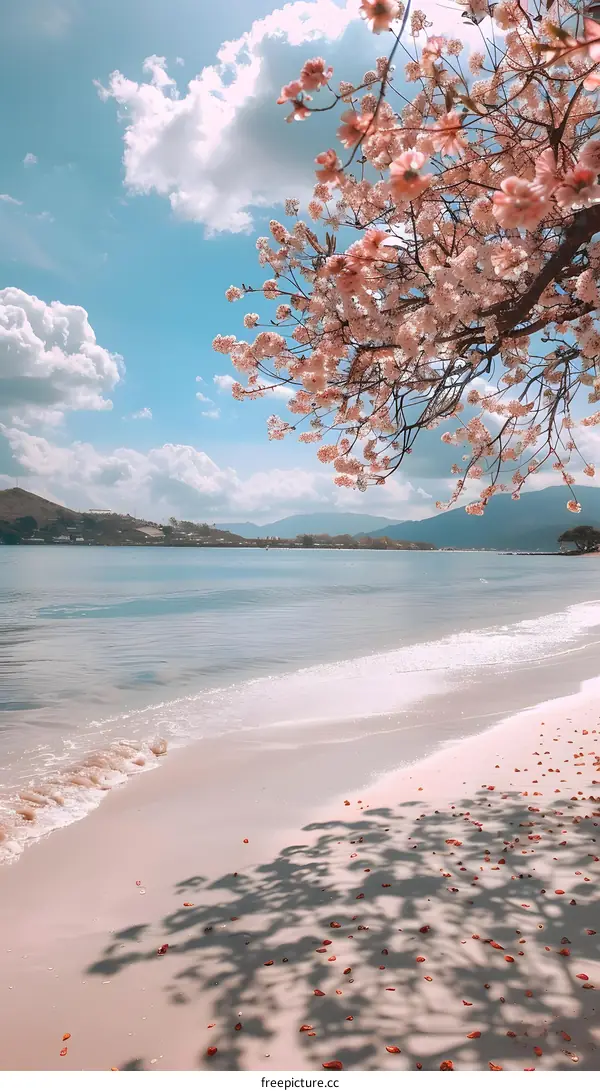 Pink Flowers Blooming On A Beach