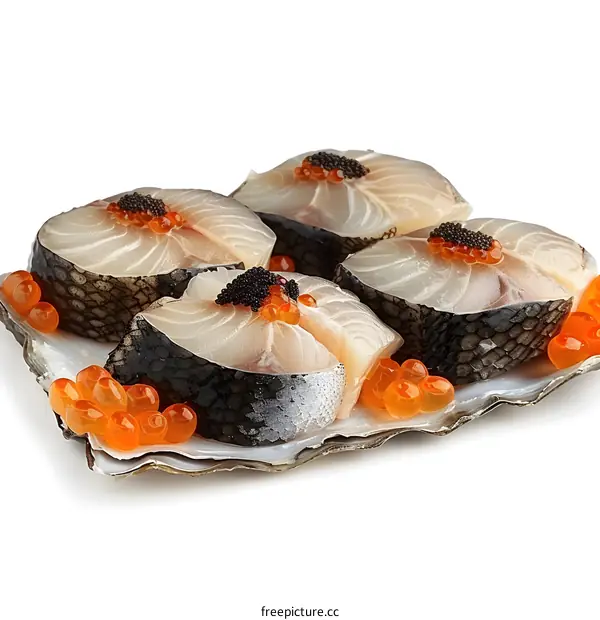 Fish Steaks with Red and Black Caviar