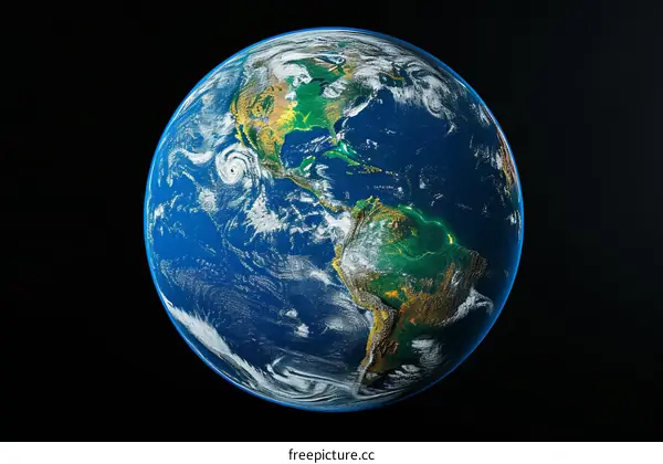 Earth from space showing North and South America