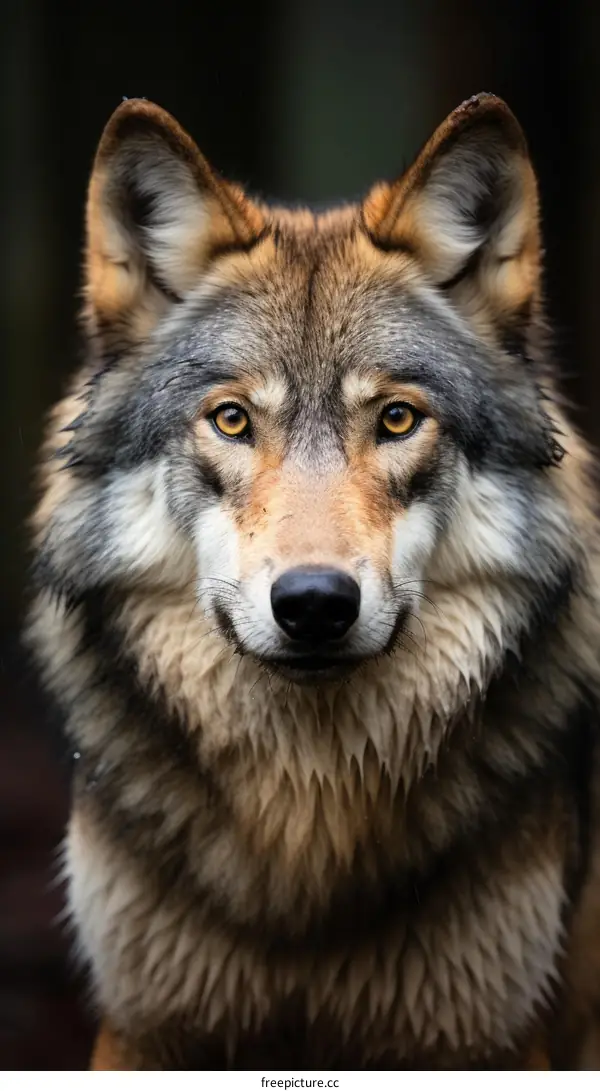 Close-up Portrait of a Gray Wolf