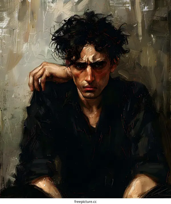 Portrait of a young man with dark hair and a black shirt