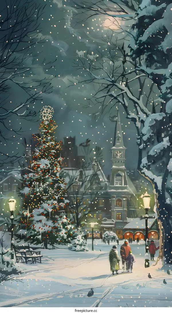 Snowy Christmas Eve in the City