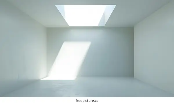 Minimalist White Room with Skylight