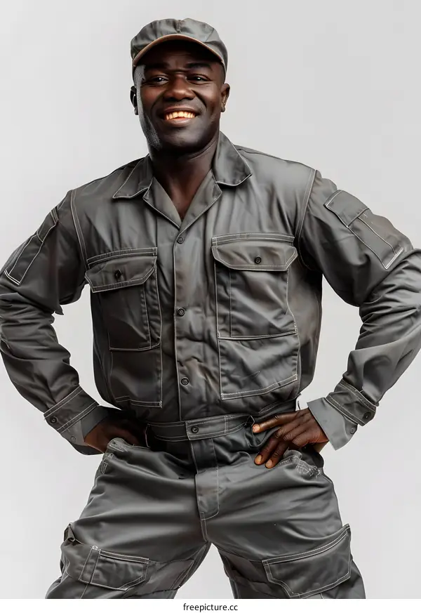 Portrait of a confident African American worker in uniform