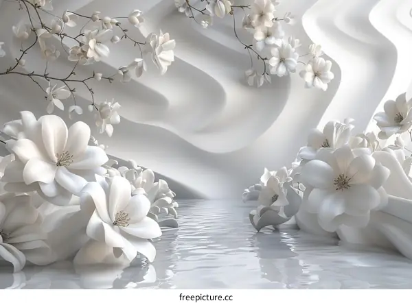Elegant White Flowers in a Modern Abstract Setting