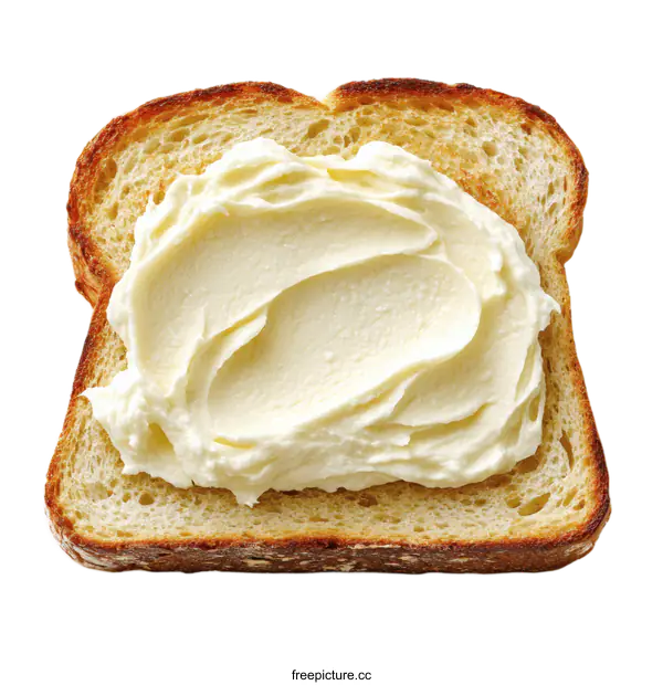 [Transparent Background PNG]Close-up of a Slice of Toast with Creamy Spread