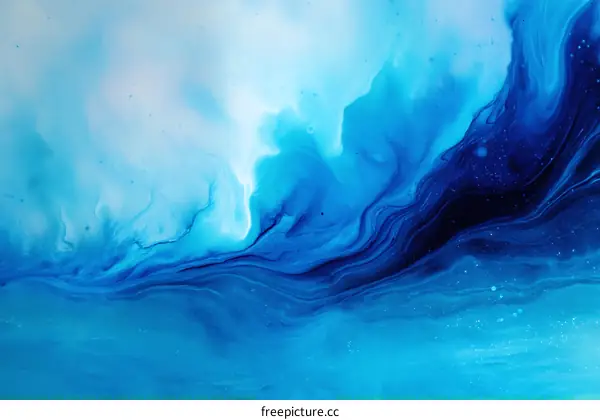 Abstract Blue Liquid Painting