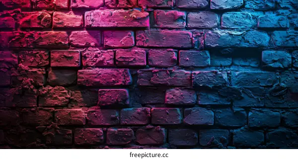Blue and purple abstract grunge brick wall background