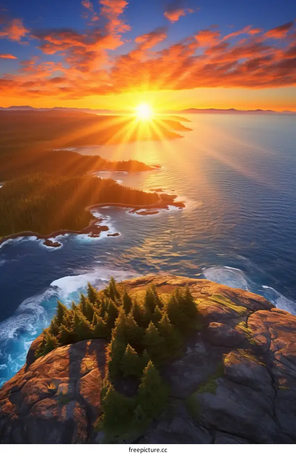 Rock Cliff Coastline at Sunset