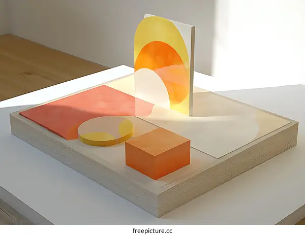 Abstract Art Installation with Geometric Shapes and Colors