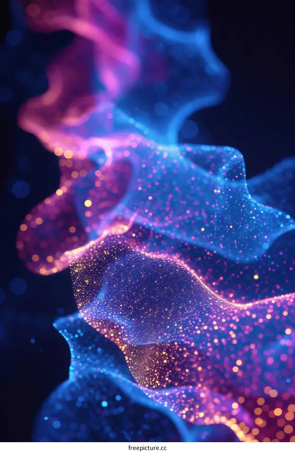 Colorful abstract background with glowing particles