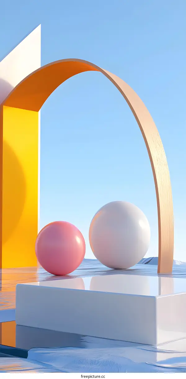 Abstract Minimalist 3D Render of Geometric Shapes in Pastel Colors