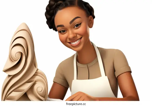Smiling Black Woman with Clay Sculpture