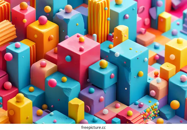 Abstract Colorful 3D Shapes and Spheres