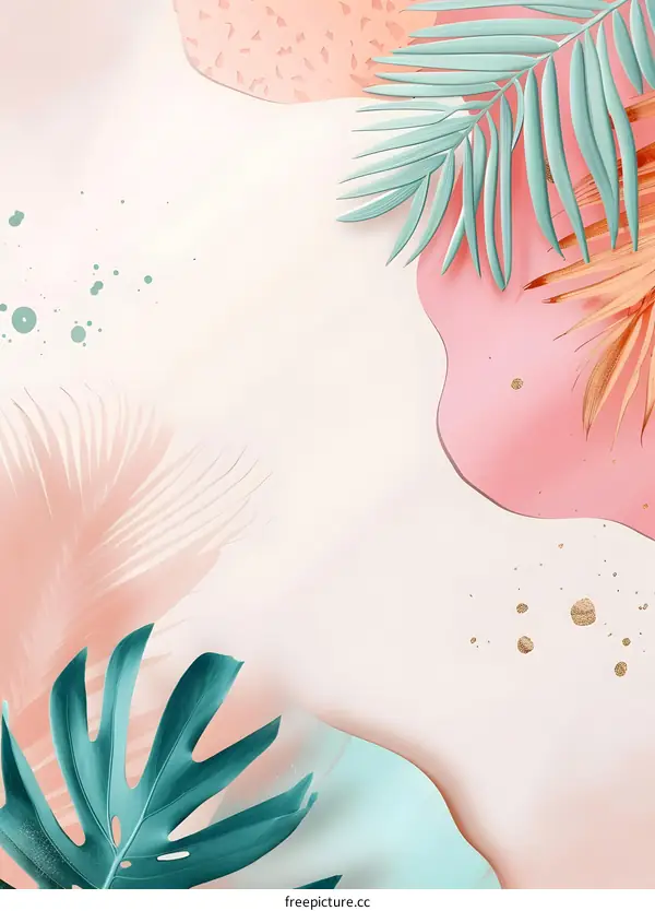 Abstract Minimalist Tropical Leaf Background Illustration