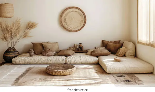 Beige Living Room with Natural Elements